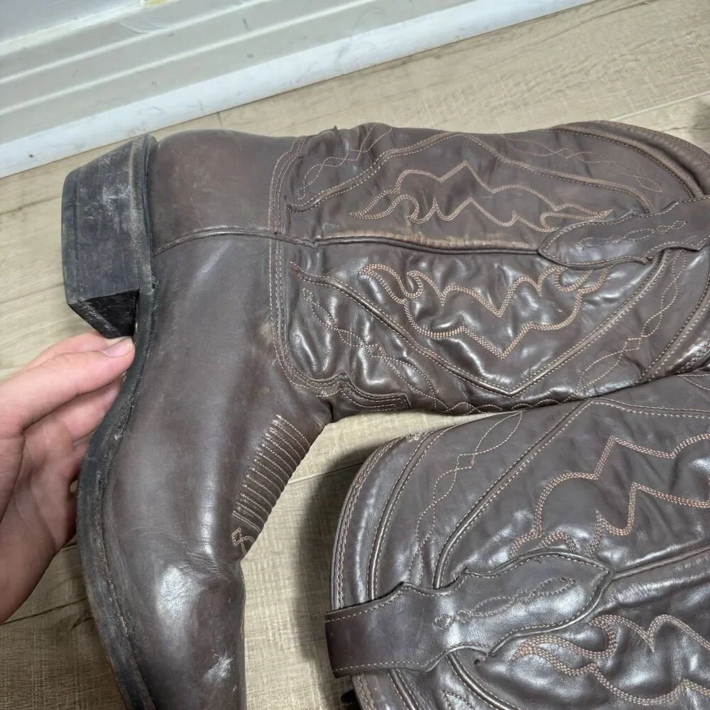 Tony Lama Men's 11 D Brown Leather Western Cowboy Boots Handcrafted Made in USA